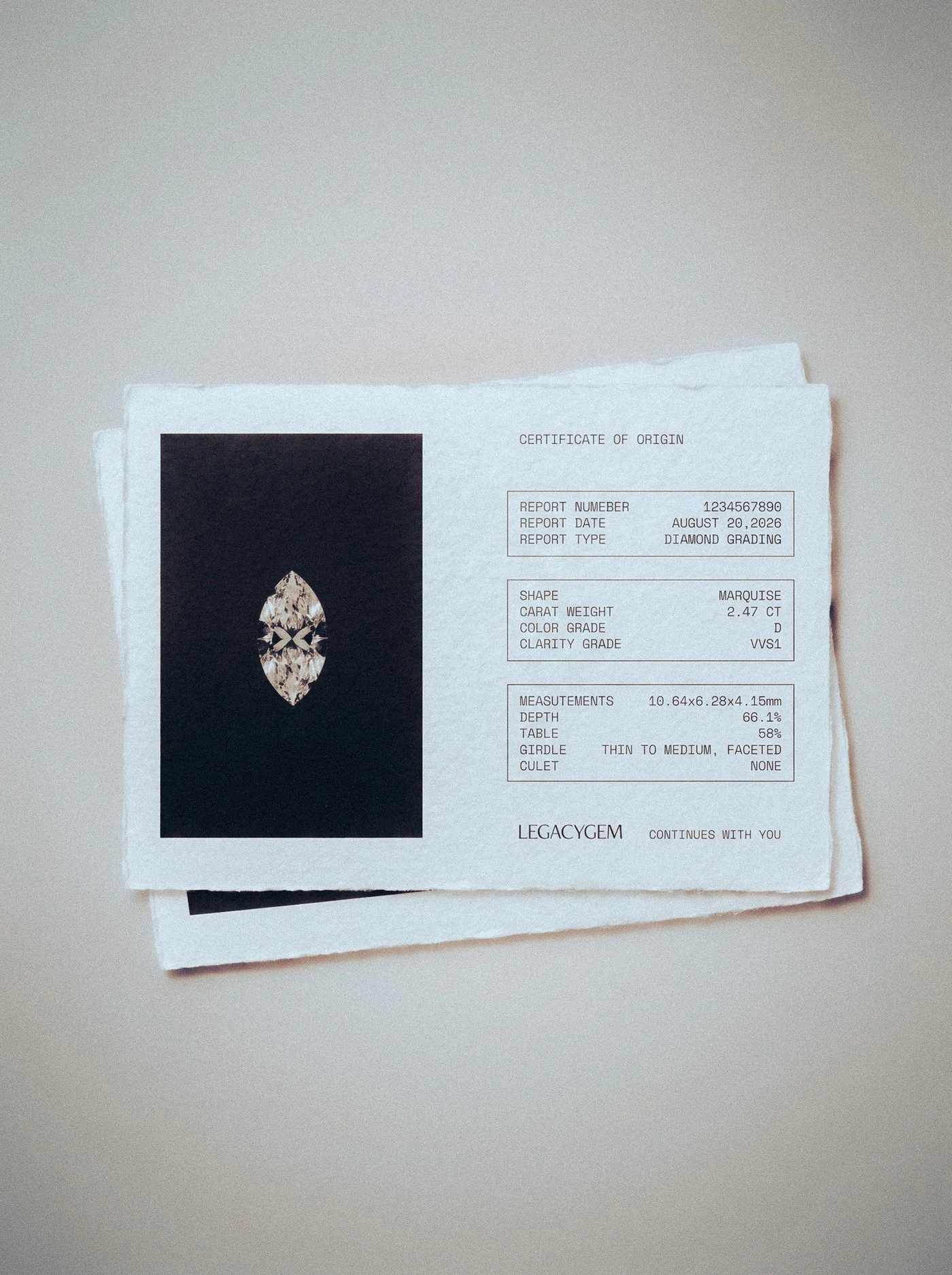 LEGACYGEM certificate of origin